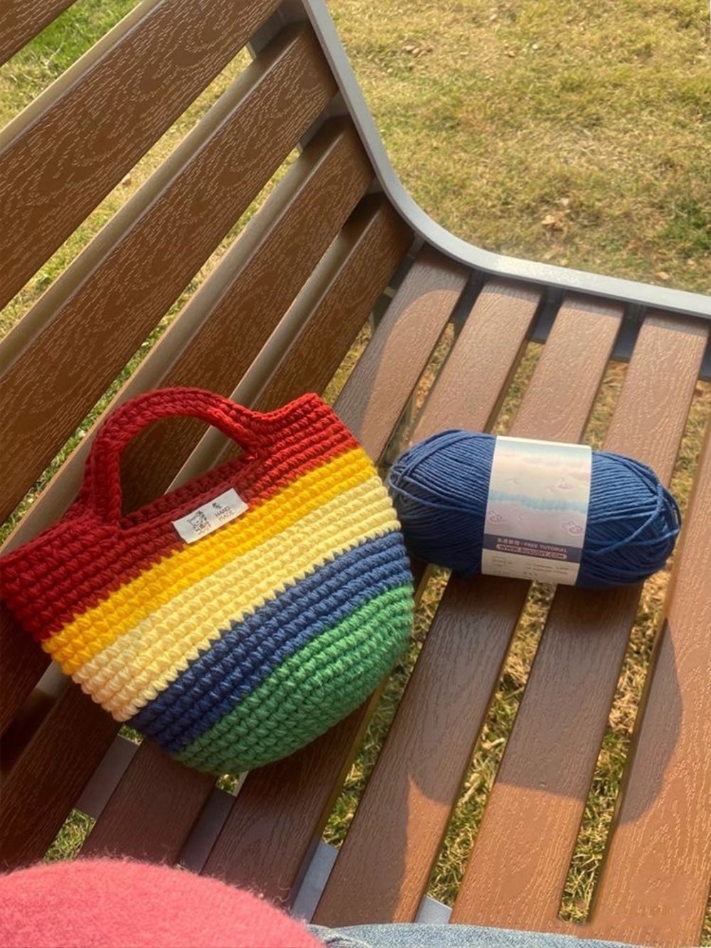 Handmade DIY Rainbow Crochet Tote Kit- Multicolor